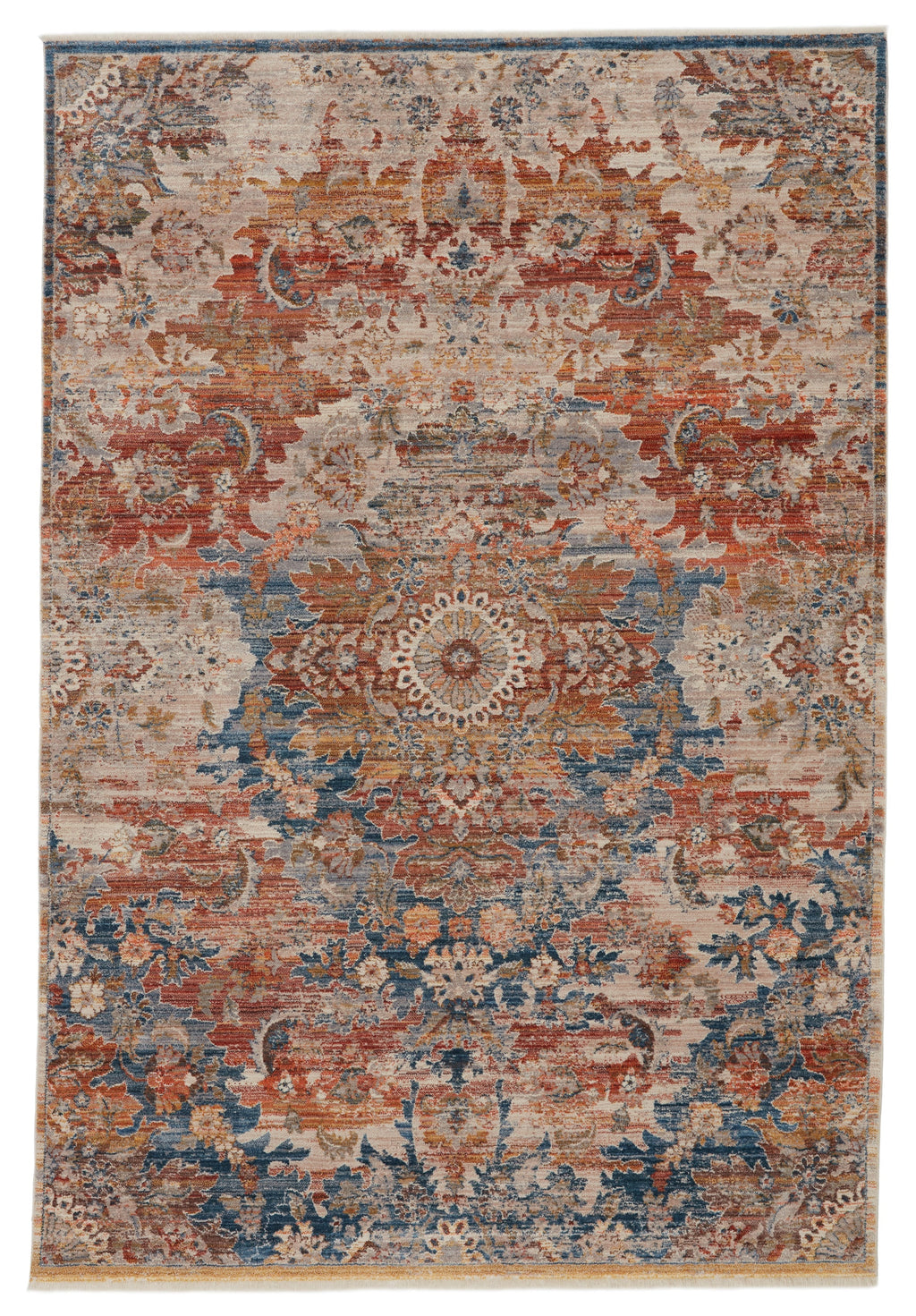 Jemsa Medallion Rug in Blue & Orange by Jaipur Living