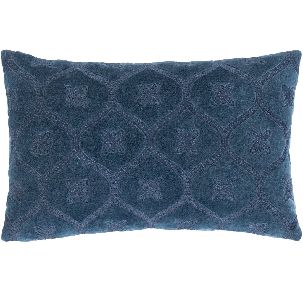 Toulouse TUE-003 Velvet Lumbar Pillow in Dark Blue & Denim by Surya