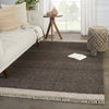 Sunday Handmade Border Rug in Dark Gray & Beige