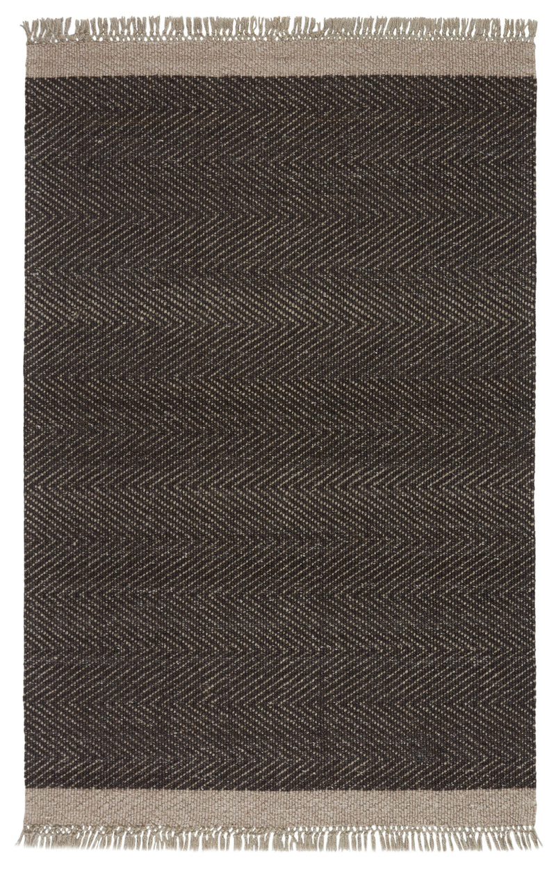 Sunday Handmade Border Rug in Dark Gray & Beige