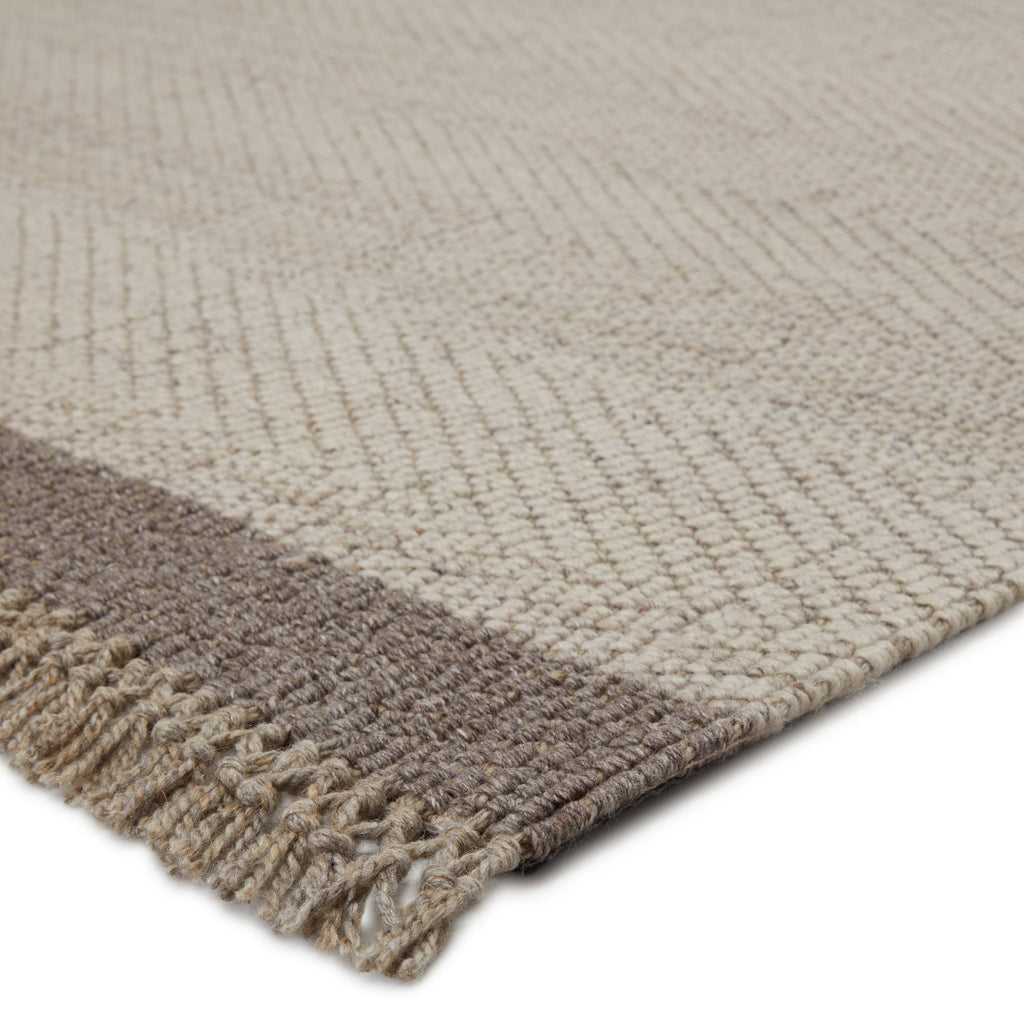 Sunday Handmade Border Rug in Light Gray & Ivory