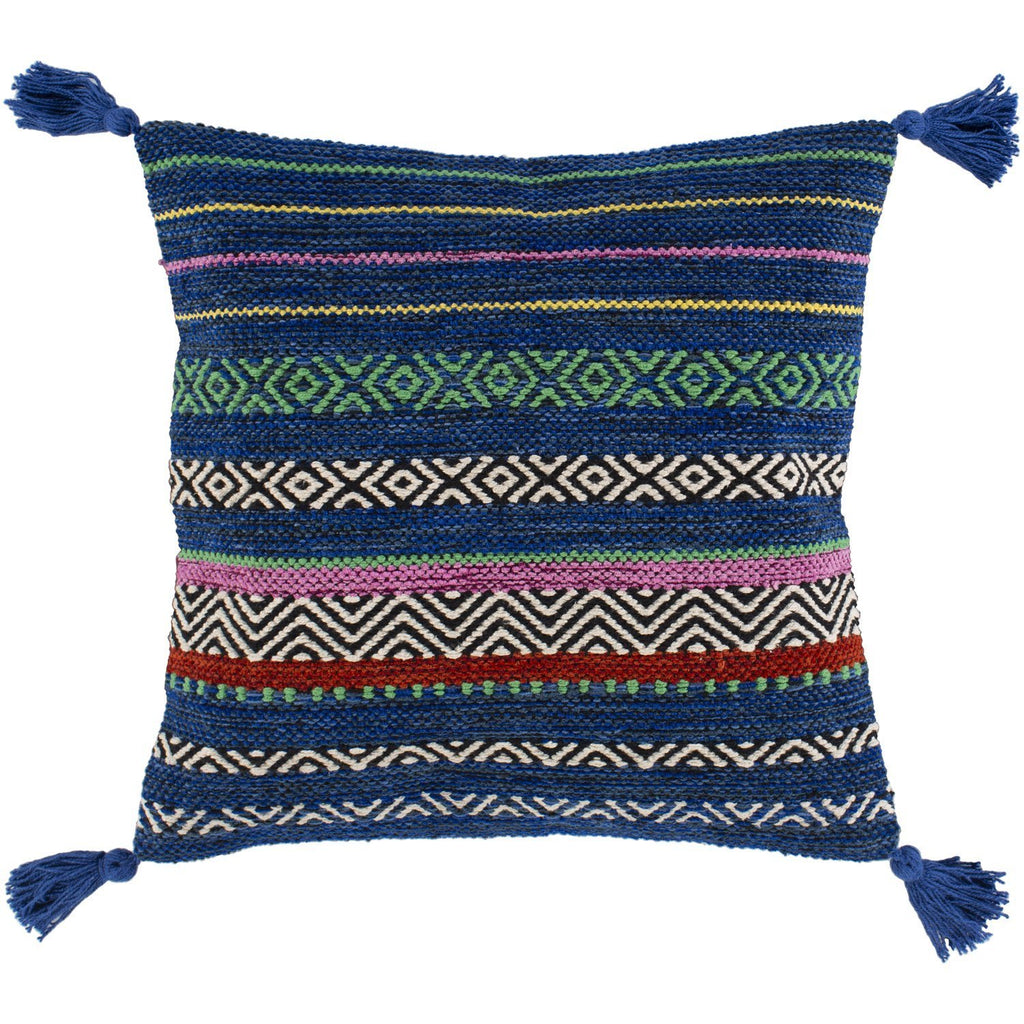 Trenza TZ-007 Woven Pillow in Bright Blue & Cream by Surya