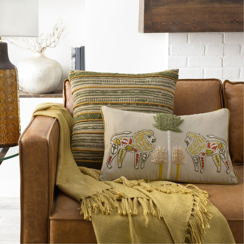 Tanzania TZN-004 Woven Lumbar Pillow in Tan by Surya