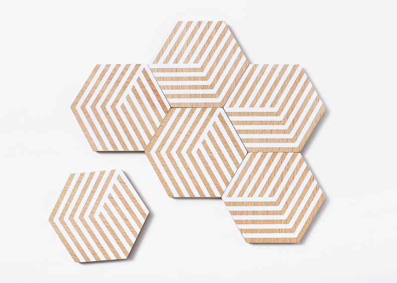 Set of 6 Table Tiles Optic in Various Colors