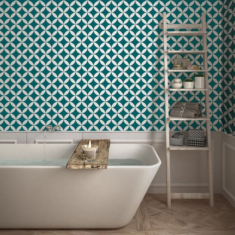 Terrazzo Star Removable Wallpaper in Teal