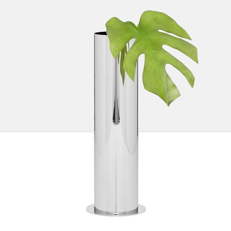 Tower Stainless Steel Pipe Pedestal Vase - Silver