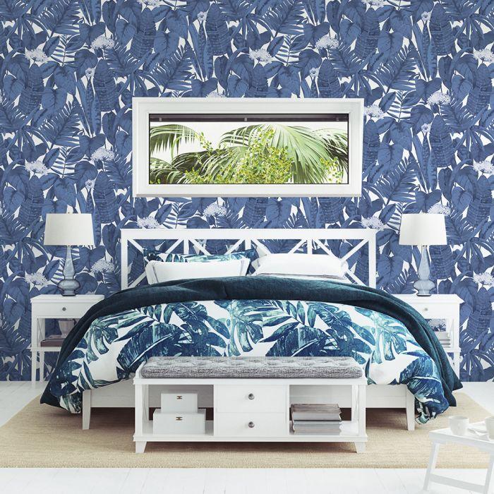 Tropical Removable Wallpaper in Blue Raspberry