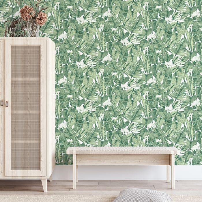 Tropical Removable Wallpaper in Jungle Green