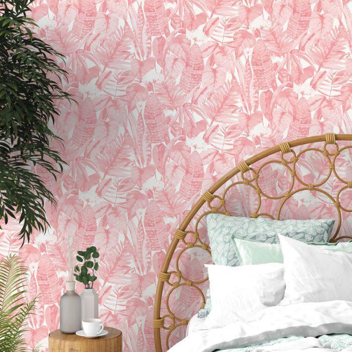 Tropical Removable Wallpaper in Pink Lemonade