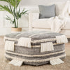 Bahri Whisper White & Dark Shadow Tribal Pouf design by Nikki Chu for Jaipur Living