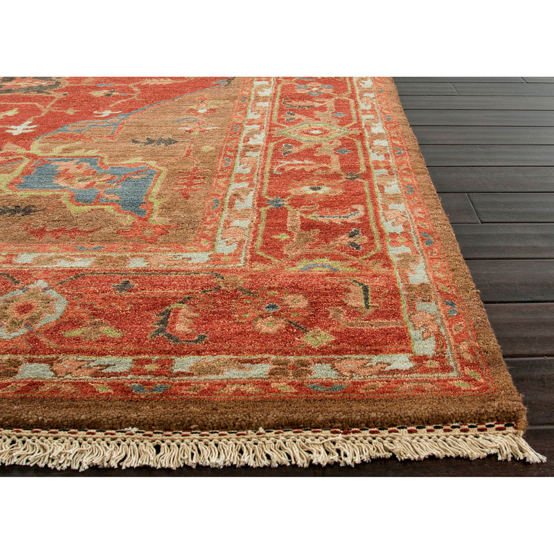 York Hand-Knotted Medallion Red & Brown Area Rug