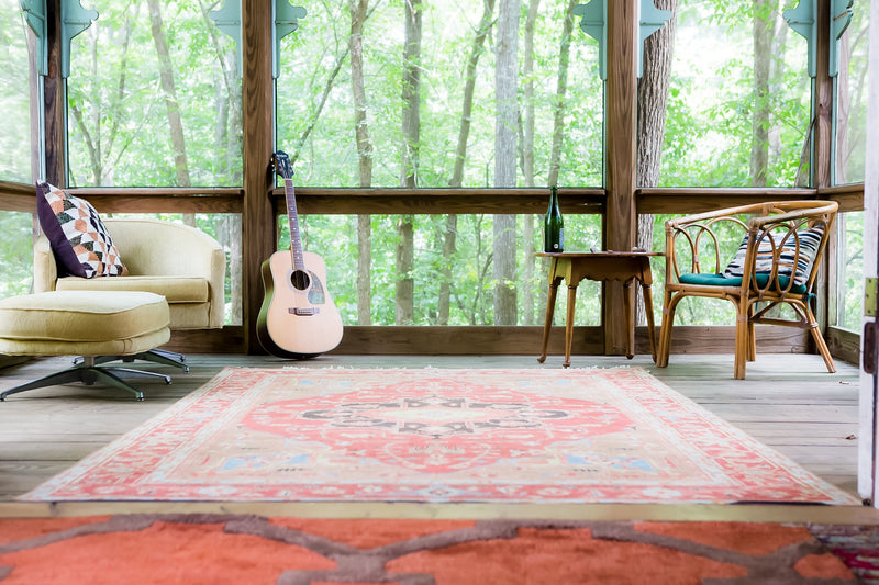 York Hand-Knotted Medallion Red & Brown Area Rug