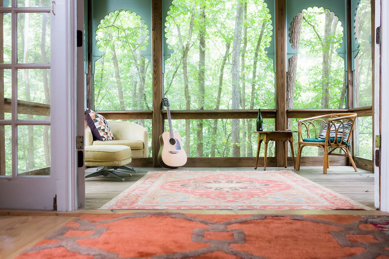 York Hand-Knotted Medallion Red & Brown Area Rug