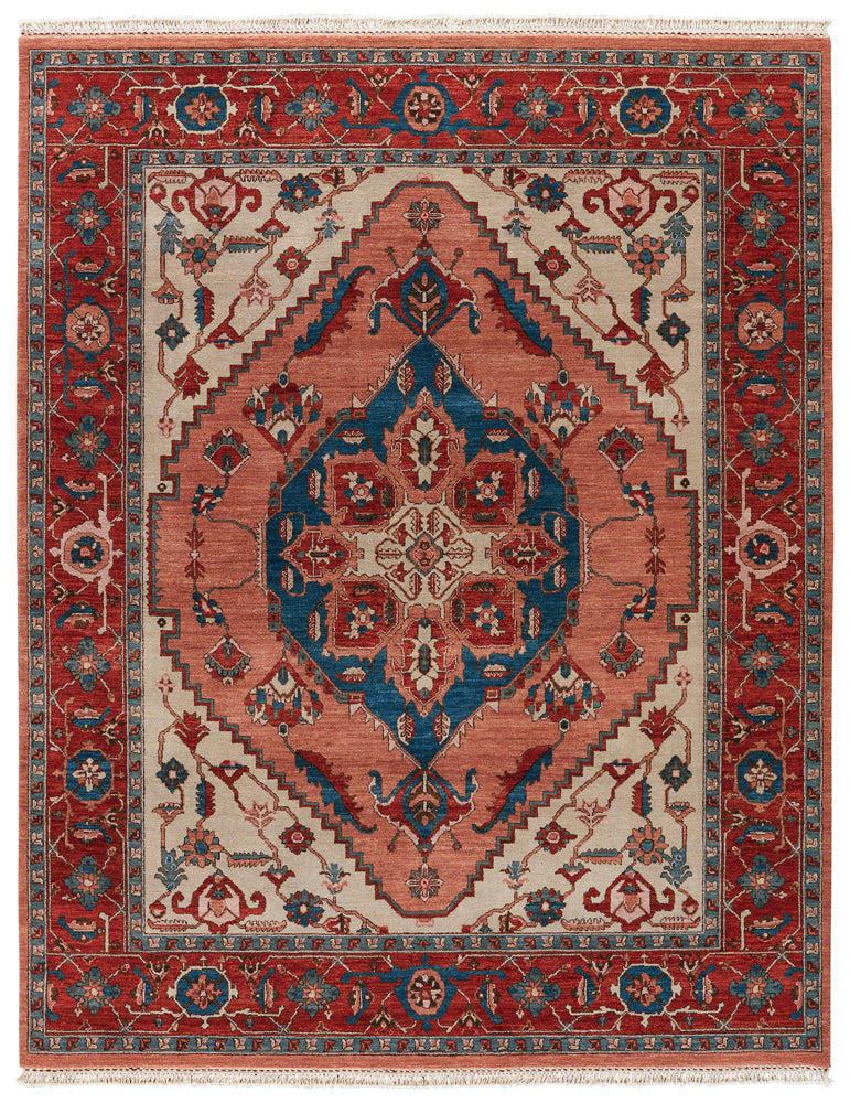 Uptown Avon Hand Knotted Red & Blue Rug by Artemis 1