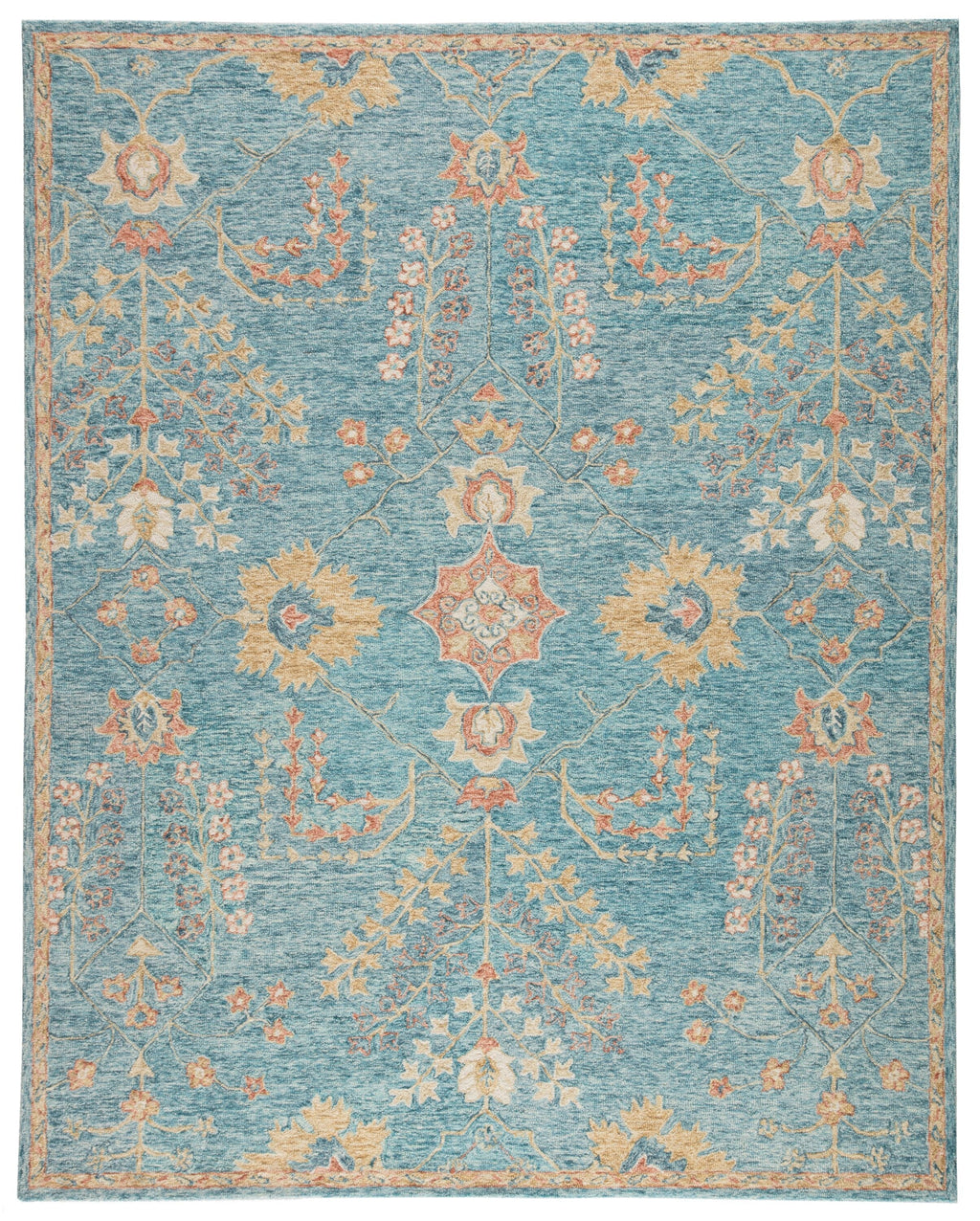 Juniper Handmade Oriental Teal & Orange Area Rug