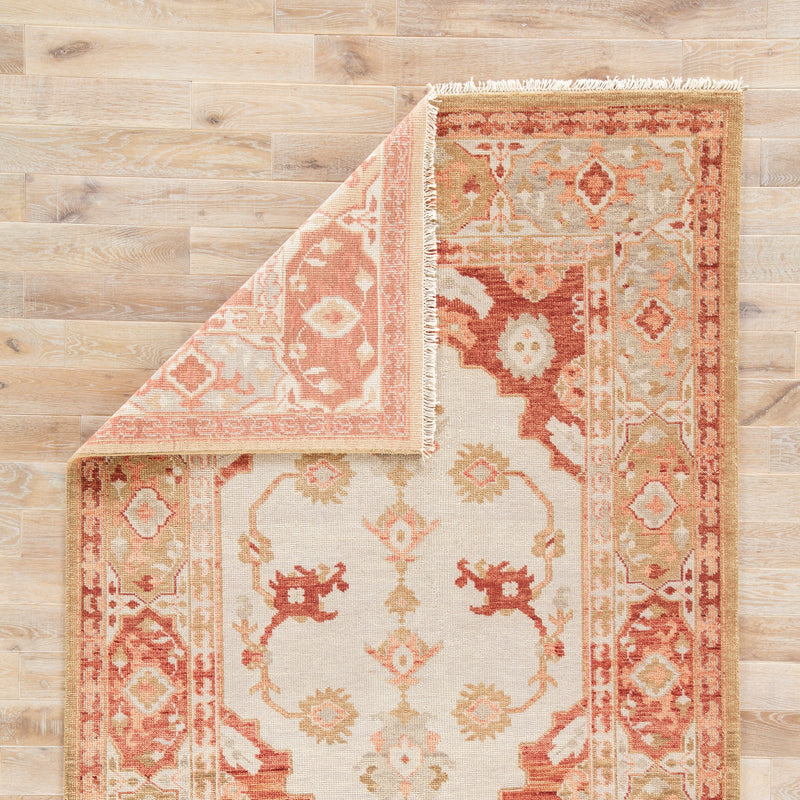 Azra Hand-Knotted Floral Red & Tan Area Rug