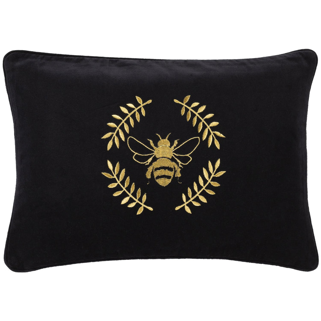 Vida VID-003 Velvet Lumbar Pillow in Black & Bright Yellow by Surya