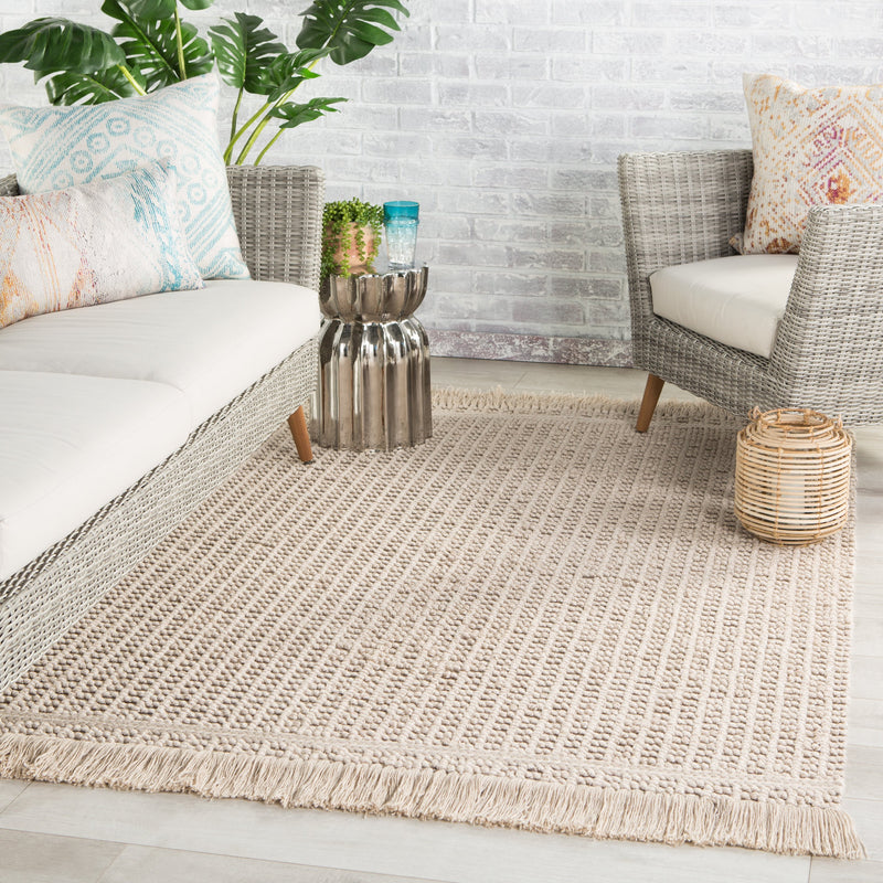 Soleil Indoor/Outdoor Solid Beige & Dark Taupe Rug