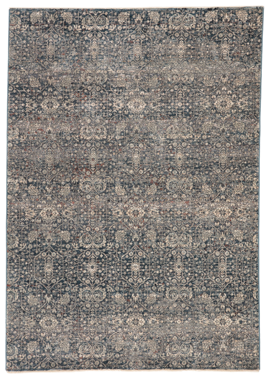 Torryn Damask Gray & Blue Rug by Jaipur Living