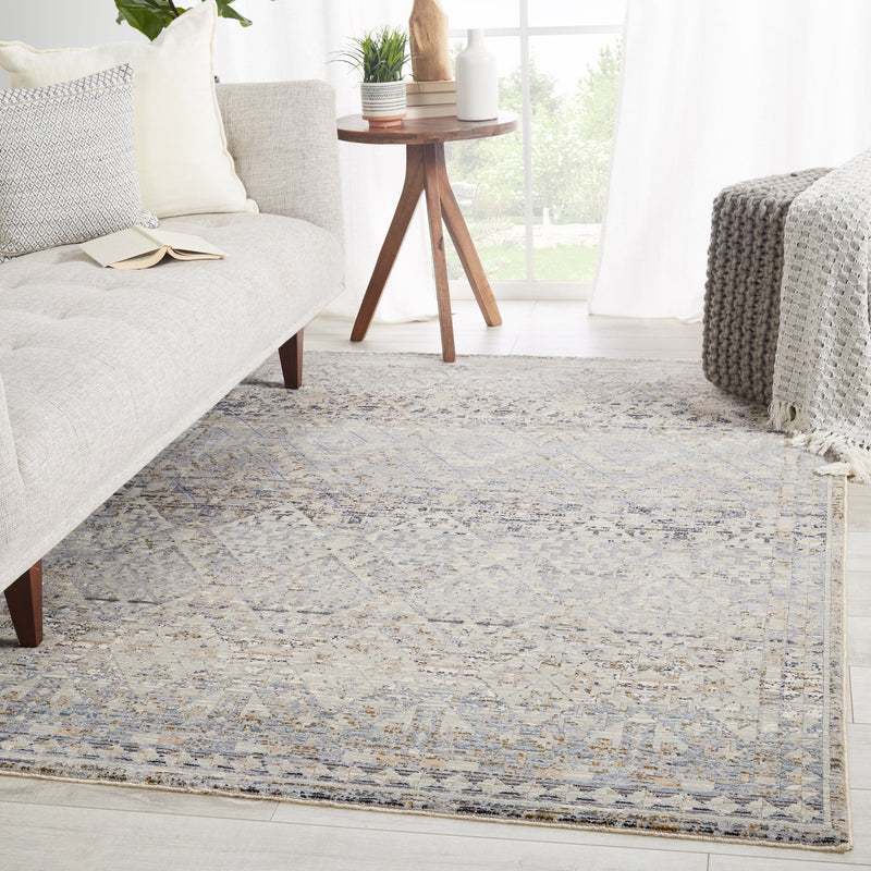 Cashel Tribal Gray & Dark Blue Rug by Jaipur Living