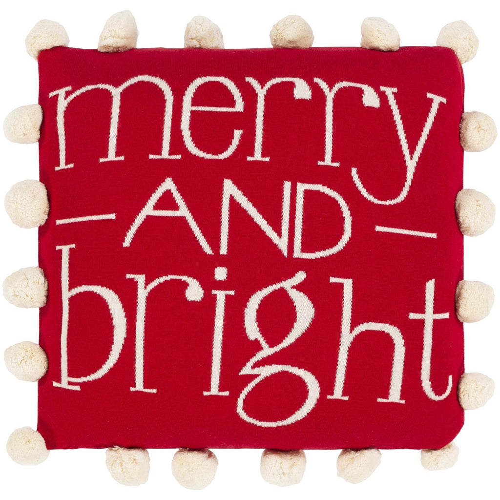 Very Merry VMY-004 Knitted Pillow in Bright Red & Ivory by Surya