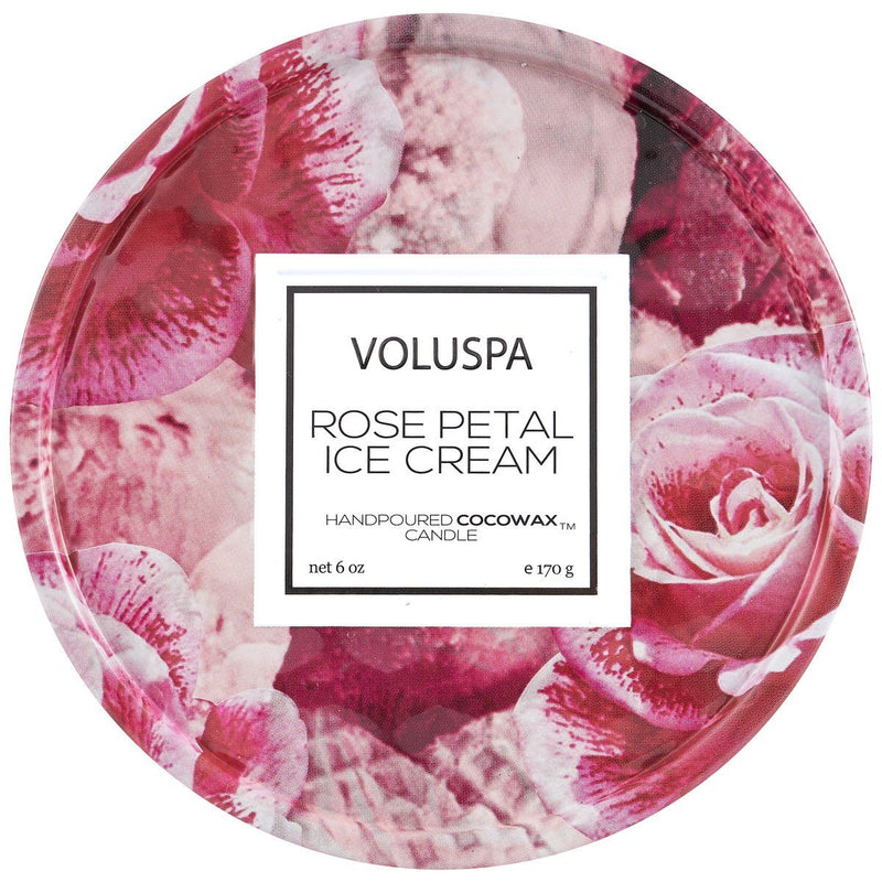 Rose Petal Ice Cream 2-Wick 6 Oz Tin Candle