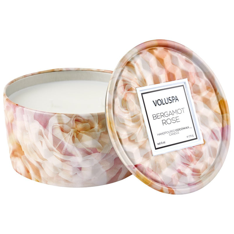 Bergamot Rose Two Wick 6oz Tin Candle