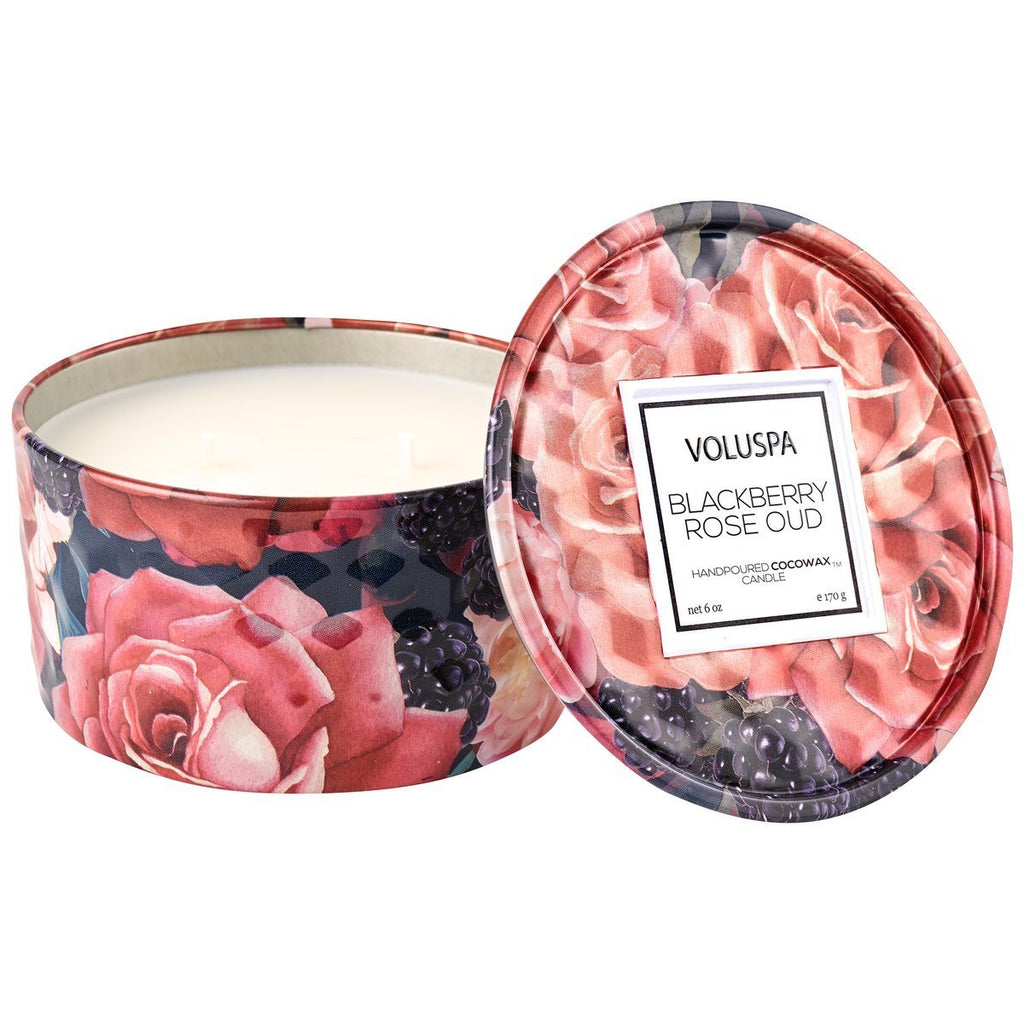 Blackberry Rose Oud 2 Wick 6oz Tin Candle