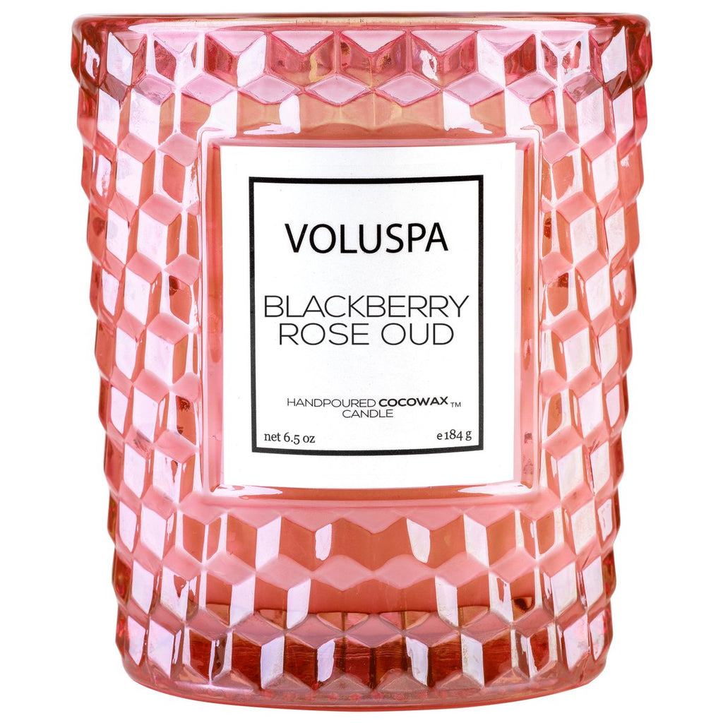 Blackberry Rose Oud Textured Glass Candle