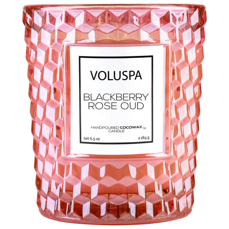 Blackberry Rose Oud Textured Glass Candle