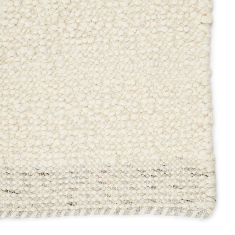 Alondra Handmade Solid Cream & Light Gray Rug