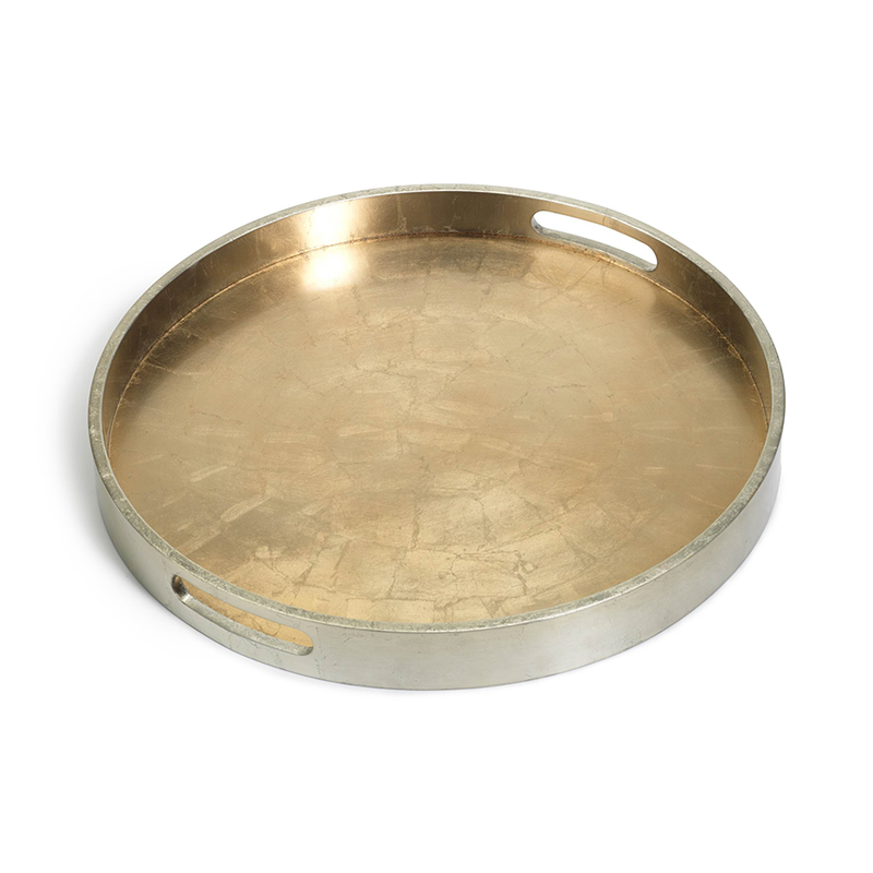 Round Antique Gold and Silver Serving Tray