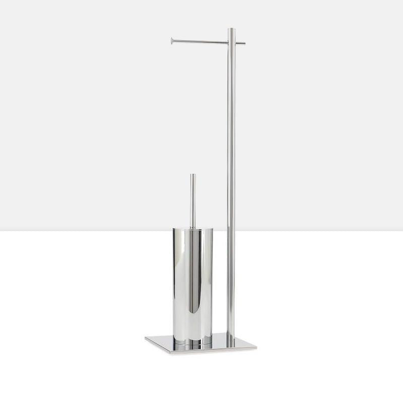 Vero Chrome Standing Toilet Paper And Brush Holder