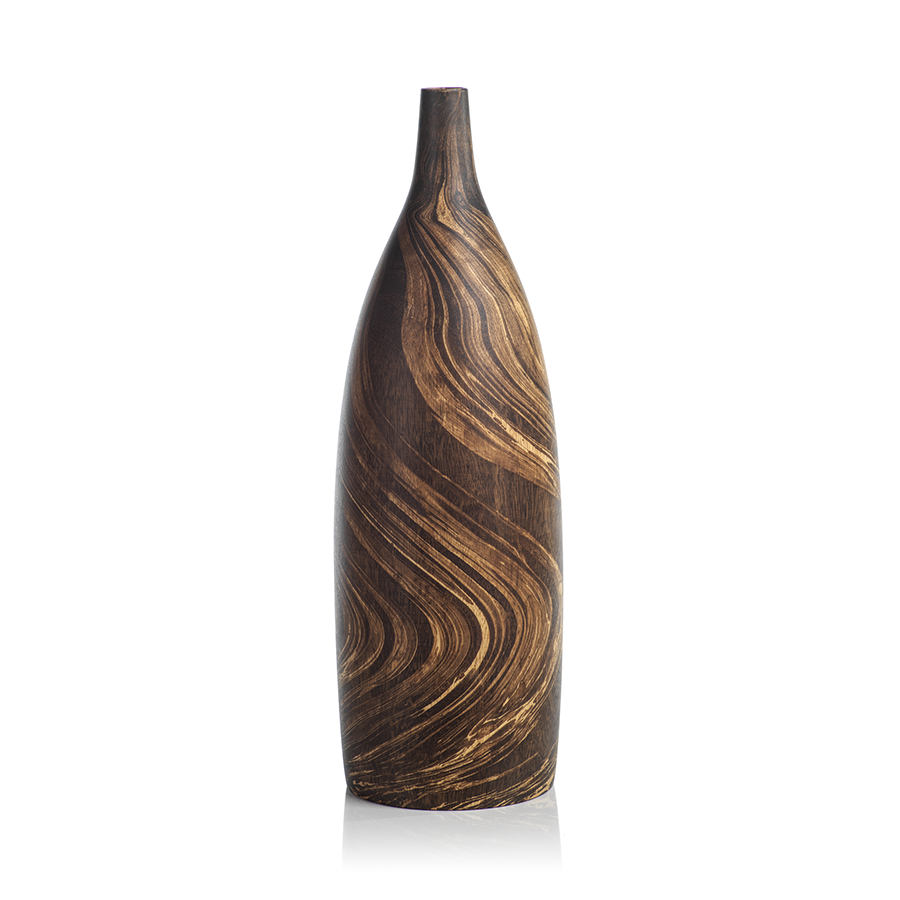 Vinceta Marbleized Mango Wood Bottle Vase