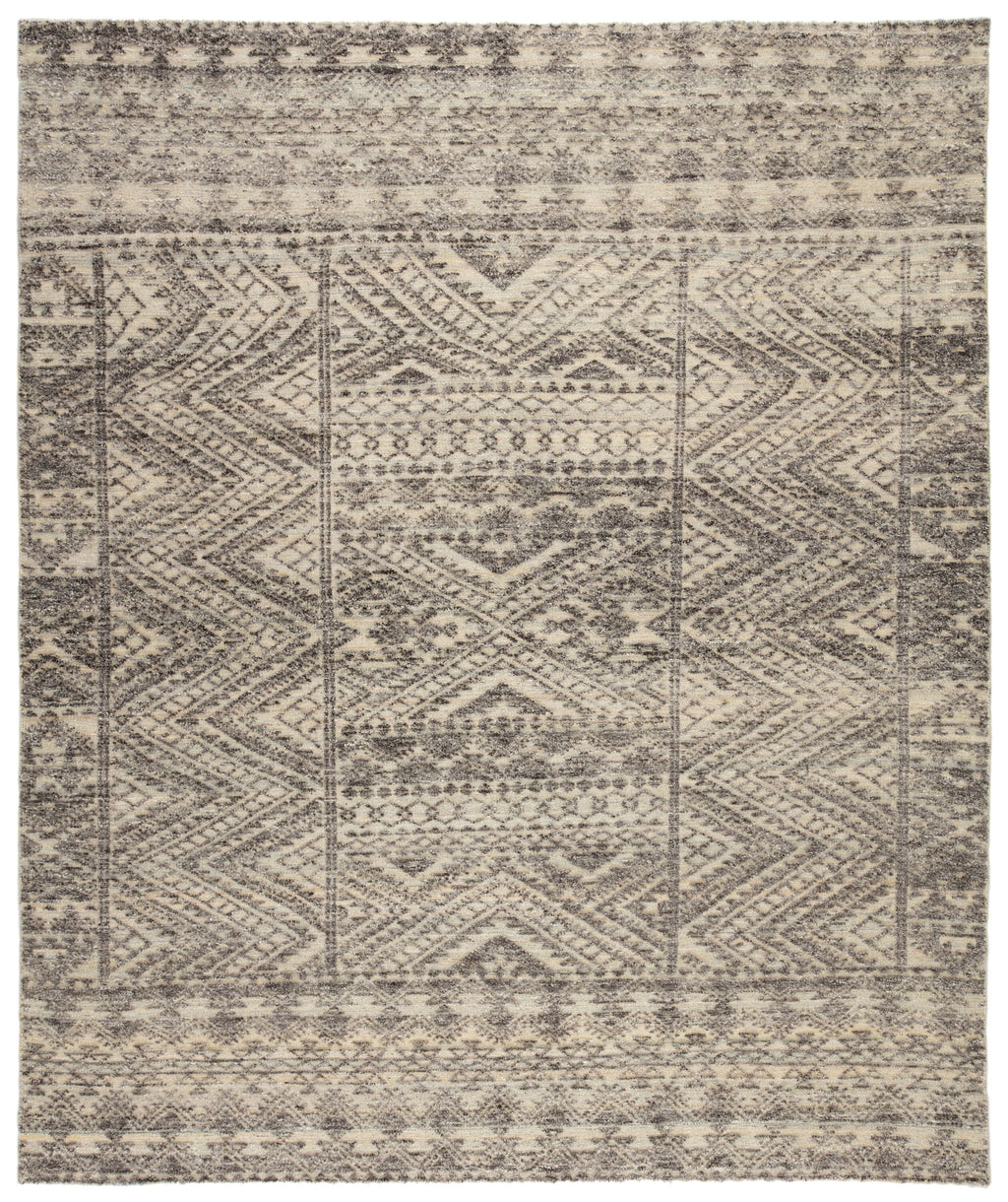 Prentice Hand-Knotted Geometric Dark Gray & Taupe Area Rug