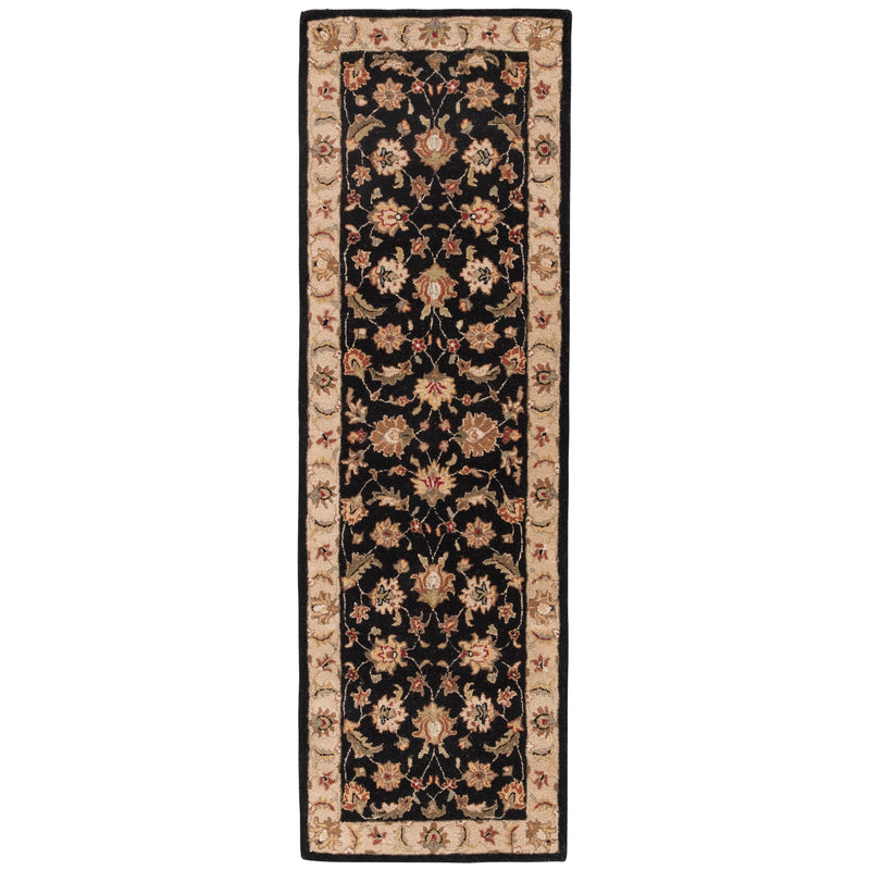 Selene Handmade Floral Black & Beige Area Rug