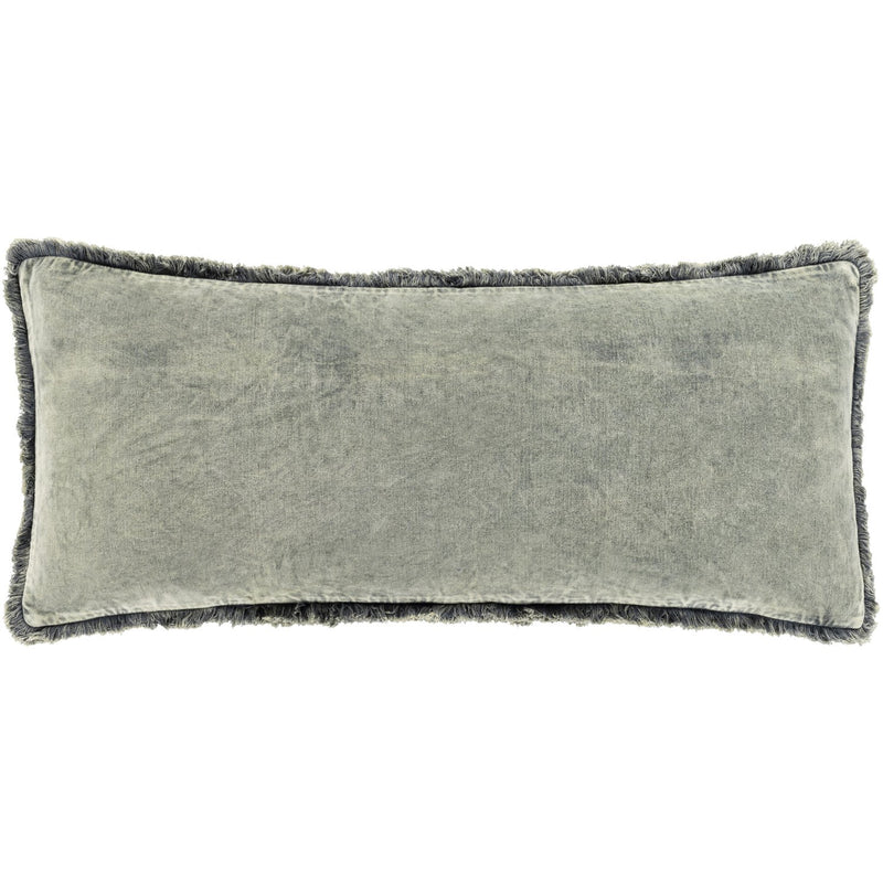 Washed Cotton Velvet WCV-008 Lumbar Pillow in Medium Grey by Surya