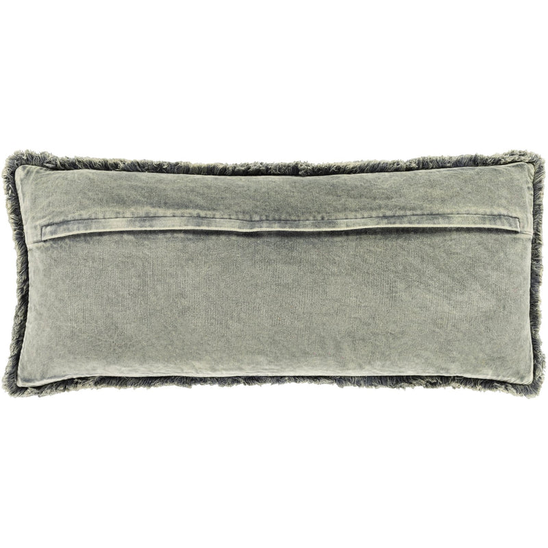 Washed Cotton Velvet WCV-008 Lumbar Pillow in Medium Grey by Surya