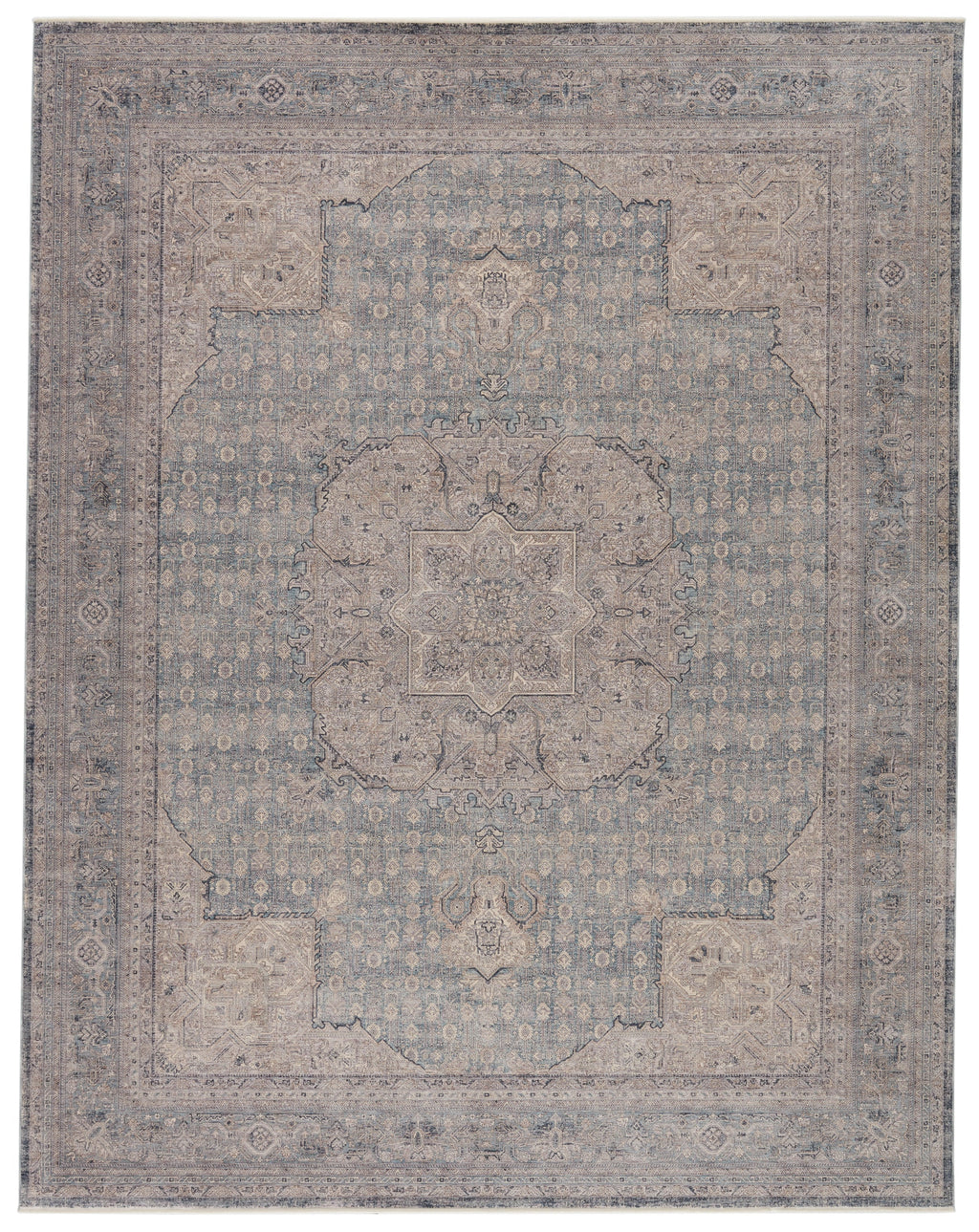 Epsilon Medallion Rug in Blue & Gray