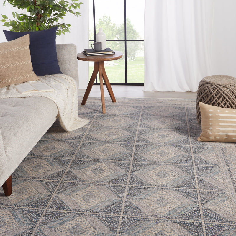 Jamestown Trellis Rug in Blue & Cream