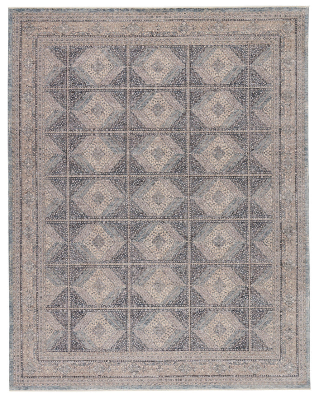 Jamestown Trellis Rug in Blue & Cream