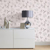 Wings Removable Wallpaper in Dove Grey and Pale Pink