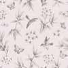 Wings Removable Wallpaper in Dove Grey and Pale Pink