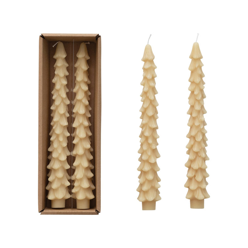 Tree Shaped Taper Candles Unscented - Set of 2