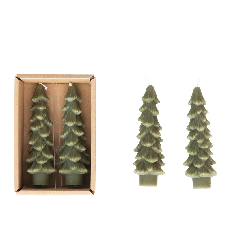 Tree Shaped Taper Candles Unscented - Set of 2