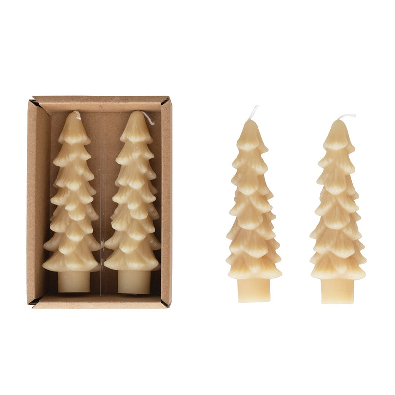 Tree Shaped Taper Candles Unscented - Set of 2