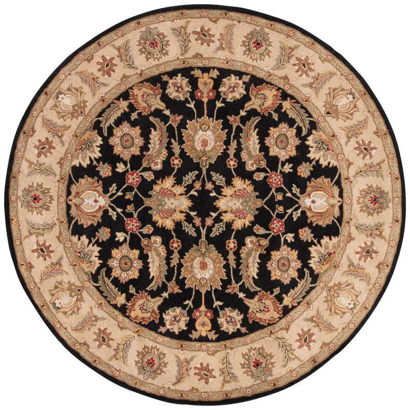 Selene Handmade Floral Black & Beige Area Rug