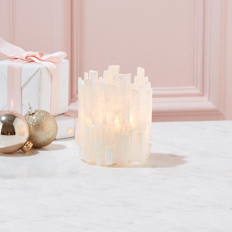 Selenite Hand-Crafted Tealight Candleholder