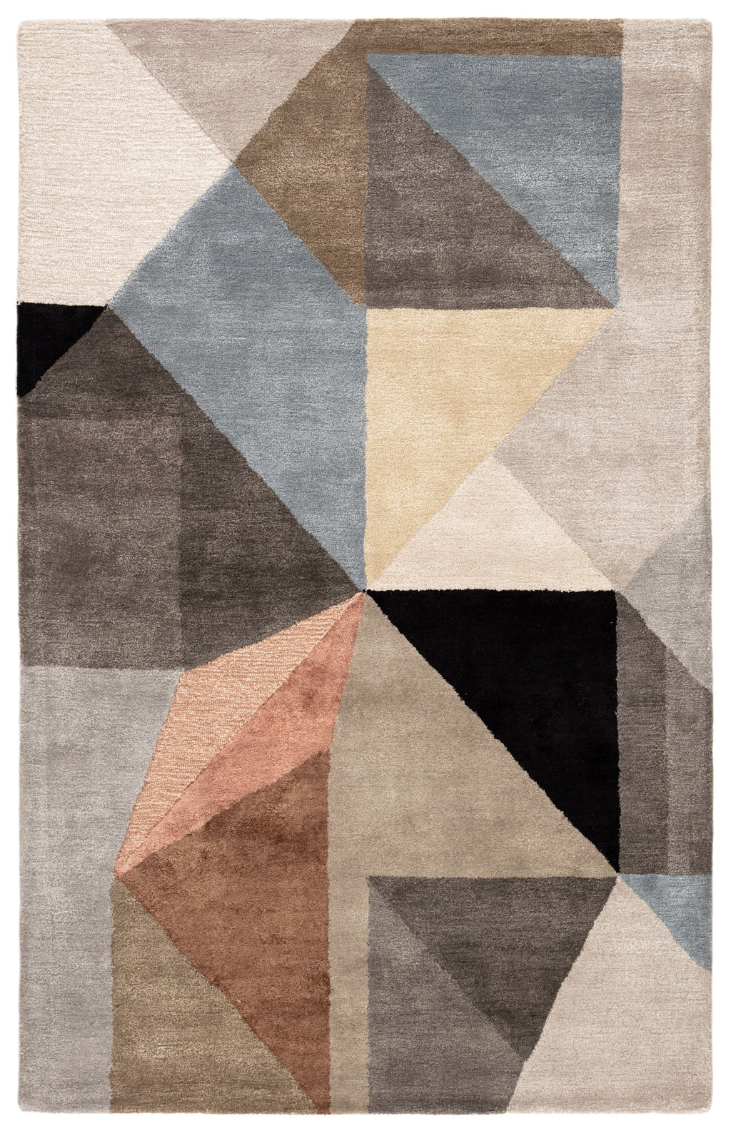 Scalene Handmade Geometric Gray & Blue Area Rug