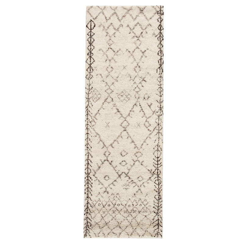 Zola Hand-Knotted Geometric Ivory & Brown Area Rug